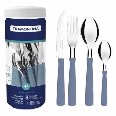 Imagem de Faqueiro New Kolor em Inox Com 24 Peças Azul (23198/693) - Tramontina