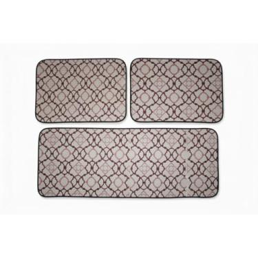 Imagem de Jogo de passadeira de cozinha tapete em jacquard antiderrapante 3 peças decoração impecável(Arabesco Marsala)