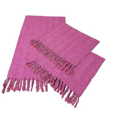 Imagem de Jogo de Passadeira de Tear, Tapete de Cozinha, 3 Peças Algodão(ROSA MESCLADO CRUR-T)