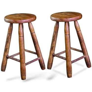 Imagem de KIT 2 BANCO ENVERNIZADO DE MADEIRA BANQUETA RUSTICO DE MADEIRA MACIÇA TAMBORETE(KIT 2 MÉDIO ENVERNIZADO)