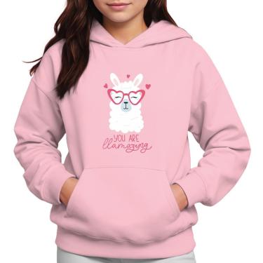 Imagem de Moletom Infantil Canguru Menina Algodão Estampa Lhama-Feminino