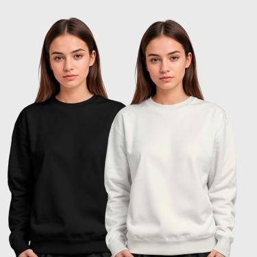 Imagem de Kit 2 Blusas de Frio Moletom Gola Redonda Feminina Benellys-Feminino