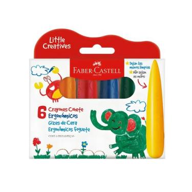 Imagem de Giz de Cera Fino 6 Cores Ergonômico Foguete  Faber-castell - FABER CAS