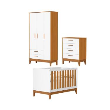 Imagem de Jogo De Quarto Para Bebe Completo 3 Portas Flip Branco Com Savana