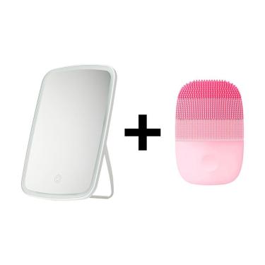 Imagem de Combo Espelho Para Maquiagem Com Led + Aparelho De Limpeza Facial