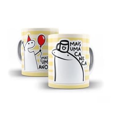Imagem de Caneca Decorativa Parabéns Amiga, Porcelana, Design Listrado Pastel, Tema Aniversário com Bolo e Ilustração Fofa, 325ml (12870)