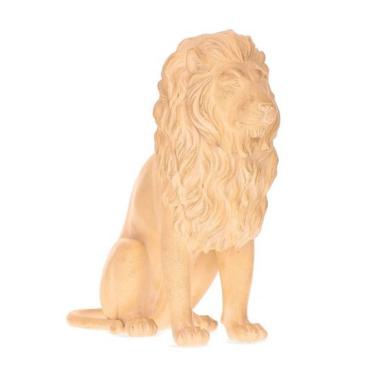 Imagem de Escultura Decorativa Leão Em Poliresina Bege 23x10x23cm Mart