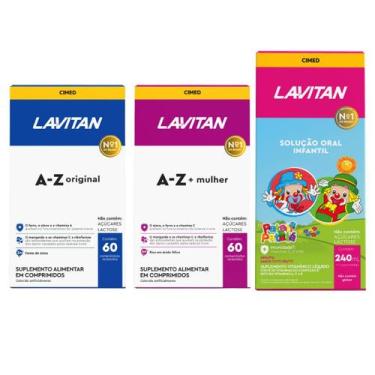 Imagem de Kit Vitamina Familia Lavitan A-Z Homem Az Mulher + Infantil Sabor:Tutt