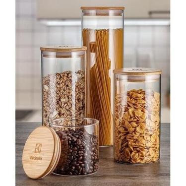 Imagem de Kit Potes De Vidro Hermeticos Tampa Bambu 4 Unid Electrolux, 500ml, 1,