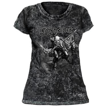 Imagem de Camiseta Stamp Baby Look de Banda Iron Maiden em Algodão Gola Redonda Oficial-Feminino