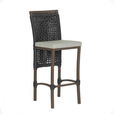 Imagem de 8 Banqueta Em Alumínio Roma Preta Corda Náutica Tecido 3 Preto