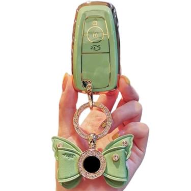Imagem de Capa para chave remota de carro TPU Bolsa compatível com Ford Fusion / Mustang / Explorer / F150 / F250 / F350 / 2018 EcoSport / Edge / S-MAX / Ranger Key Fob Cover Case(A Green suit-1)