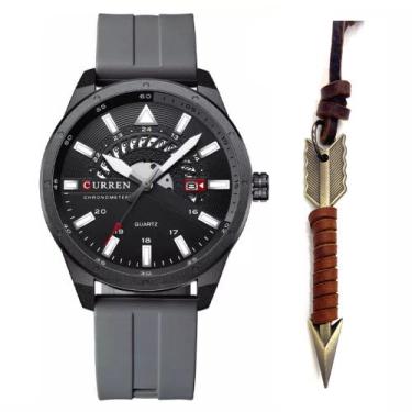 Imagem de Relógio Analógico Masculino Curren Esportivo + Colar Flecha
