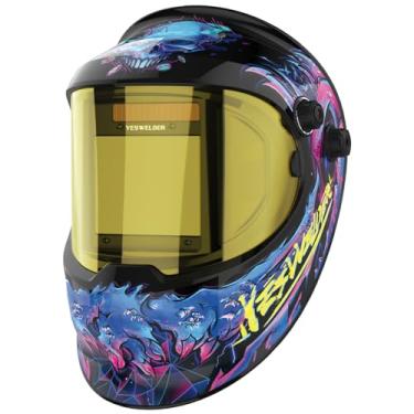 Imagem de YESWELDER Grande Visualização True Color Solar Powered Auto Escurecimento Capacete de Soldagem com Vista Lateral, 4 Arco Sensor Wide Shade 4/5-9/9-13 Máscara de Soldador para TIG MIG ARC Grinding Plasma LYG-Q800D-CP