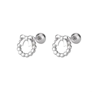 Imagem de Kokoma Brincos femininos de cartilagem de grinalda de nó de laço minimalista, redondo, minúsculo, piercing tragus, joia delicada