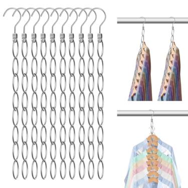 Imagem de Topupth Cabides de corrente de roupas de 80 furos, pacote com 10 cabides de metal que economizam espaço, gancho giratório de 360 graus para fácil exibição e acesso, organizadores de armário para casa
