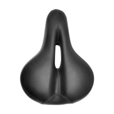 Imagem de oshhni Selim de bicicleta em couro PU, selim para mountain bike com design ergonômico, macio para bicicleta, unissex para ciclismo, Preto