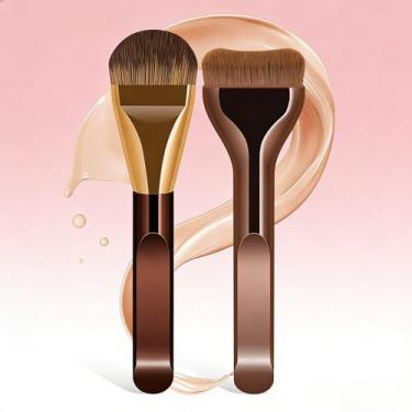 Imagem de Conjunto de 2 pincéis de base - cerdas macias para maquiagem líquida em pó creme