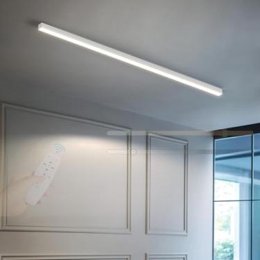 Imagem de GZZBMY Lâmpada de teto LED com controle remoto iluminação de teto regulável design moderno alumínio lâmpada de teto longa interna para sala de estar quarto cozinha sala de jantar 3000K-6500K (branco