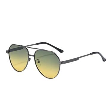 Imagem de JRLLFD Óculos de sol fotocrômicos de armação grande para homens, proteção solar UV400, feminino (verde fotocrômico)