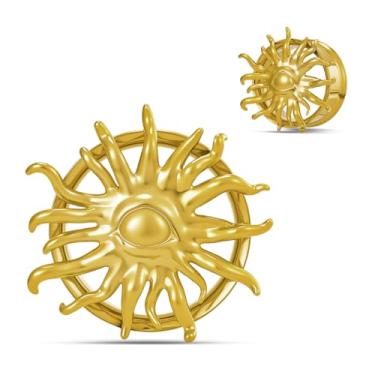 Imagem de COOEAR Plugues de túnel de orelha Sun Eye, expansor de calibre boho espiritual para orelhas esticadas, piercing corporal de aço inoxidável., 00g(10mm), Aço inoxidável, Arenito