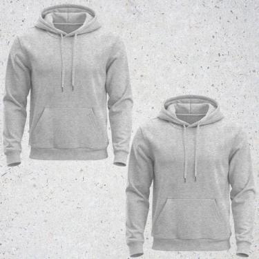 Imagem de Kit 2 Blusa de Frio Moletom Unissex Lisa Casaco canguru Inverno Com Ca