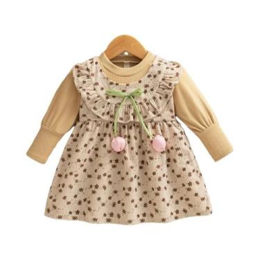 Imagem de Vestidos De Manga Longa Para Meninas Bebê Tulipa Rosa 6-24 Meses Prima