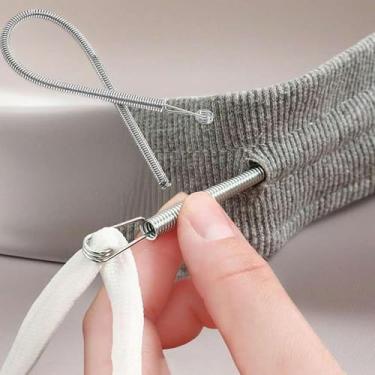 Imagem de 4 ferramentas dobráveis de cordão – passador de cordão elástico de aço inoxidável para calças, shorts, moletons com capuz e cortinas (ferramenta fácil de rosquear cordas)