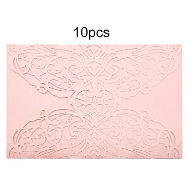 Imagem de CUOFYUNL 10 unidades de cartões de convites de casamento em estilo europeu esculpindo envelopes de convites para festas de aniversário (C)