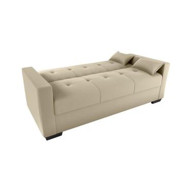 Imagem de Sofá Cama 3 Lugares Reclinável Casal Premium 2,03 Larg Lavinia Matrix Suede Bege