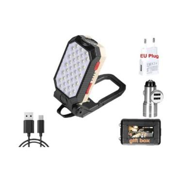 Imagem de Lanterna De Trabalho LED COB Recarregável Portátil Magnética À Prova d