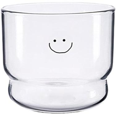 Imagem de Canecas de vidro borossilicato, seguras para micro-ondas e lava-louças - design de rosto sorridente, xícaras de café resistentes ao calor para bebidas quentes e frias, uso doméstico e no escritório