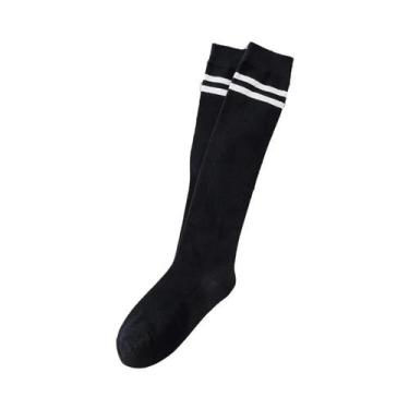 Imagem de Meias Femininas Longas Até O Joelho Listradas Em Cores Sólidas Quentes