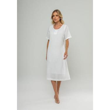 Imagem de Vestido Midi Botões Frontais Branco Salvatore, P