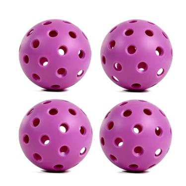Imagem de Bolas de pickleball para ambientes externos, 40 furos, pacote com 4 bolas de pickle para ambientes externos/internos, alta durabilidade premium e salto consistente, bola de pickleball verdadeiro voo