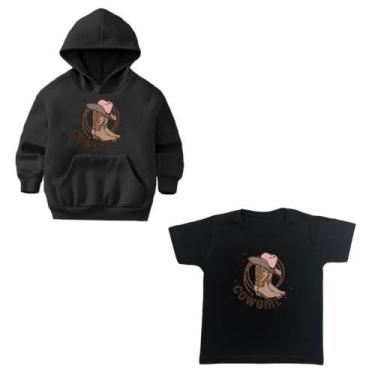 Imagem de Moletom Infanto Juvenil Kit Blusa De Frio E T-Shirt Cowgirl Bota Chápe