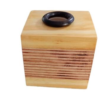 Imagem de Artesanal Abajur Rústico Madeira Cubo Luminária de Mesa (Art deco)