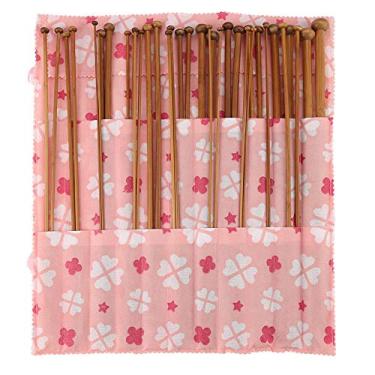 Imagem de 36 peças de agulhas de tricô de ponto único, conjunto de agulhas de tricô de madeira de bambu carbonizado para projetos artesanais DIY, suéter, chapéu, cachecol, luvas, meias,