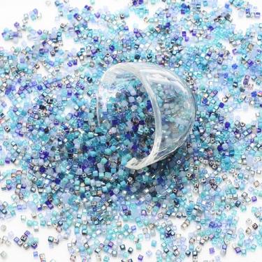 Imagem de YDJIANCAI 100 peças de contas de vidro de cristal cubo quadrado contas de vidro a granel para pulseira, brinco, colar, faça você mesmo, colar de artesanato, brinco para fazer joias (tamanho: 4 mm azul
