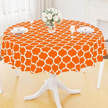 Imagem de Smiry Toalha de mesa redonda de plástico, toalha de mesa de vinil à prova d'água com forro de flanela para mesas redondas, limpa e à prova de derramamento para jantar, acampamento, interior e exterior