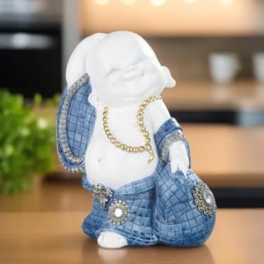 Imagem de ICE ARMOR 17 cm H Estatueta de monge sorridente estátua escultura ornamento decoração de casa/quarto ideias de decoração para inauguração de casa, feriados e aniversários, ótimo item colecionável