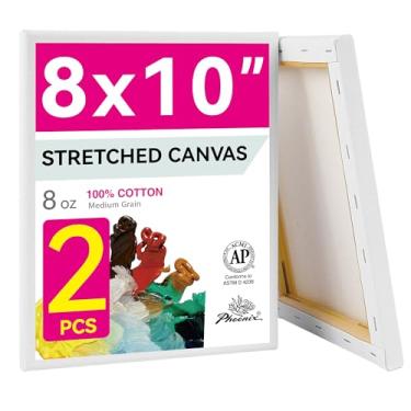 Imagem de PHOENIX Pacote Com 2 Telas 8X10" - Esticadas Para Pintura, 8 Oz Tripla Camada De Primer, Perfil 5/8", 100% Algodão, Branco, Emoldurado, Óleo Acrílico E Arte Vazada