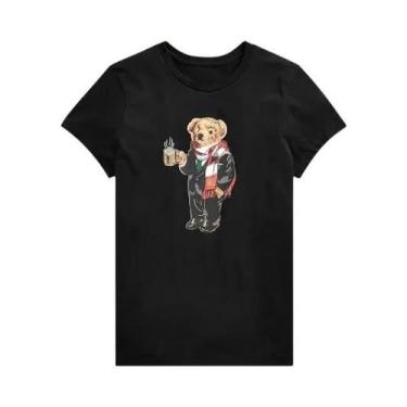 Imagem de Camiseta Feminina Divertida Com Estampa De Urso, Gola Redonda, Estilo 
