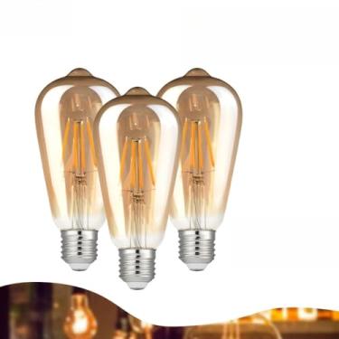 Imagem de Lâmpada LED retrô com filamento E27 de dupla voltagem 2200K ST64 G80 T45 T125 T185 2W 4W Lâmpada decorativa (Modelos ST64 | Kit 3)