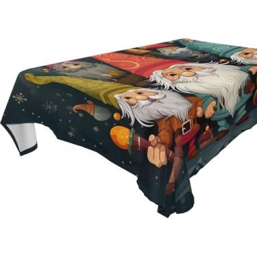 Imagem de Blueangle Toalha de mesa de gnomo de Natal – Toalha de mesa retangular de poliéster impermeável e resistente a manchas para ambientes internos e externos, 137 x 183 cm #108