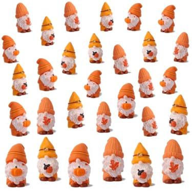 Imagem de 30pçs Gnomos Mini Resina, Estatuetas Miniaturas Gnomos Outono com Design Abóbora Folha Bordo Bolota Enfeites Ação Graças para Lembrancinhas Festa Mesa Casa Decoração Bandejas Escalonadas