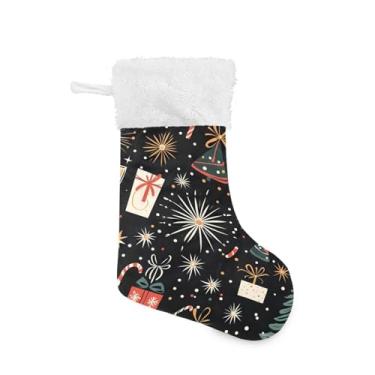 Imagem de Wassud Meias de Natal de Fogos de Artifício Grandes Meias de Natal de 45,7 cm com Punho Branco Pendurado Decoração de Feriado 1 Pacote