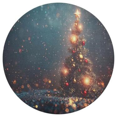 Imagem de xigua Jogo americano redondo para árvore de Natal, conjunto de 1, tapete de mesa redondo antiderrapante resistente ao calor, tapetes de mesa de 48 cm para decoração de cozinha, jantar e festa