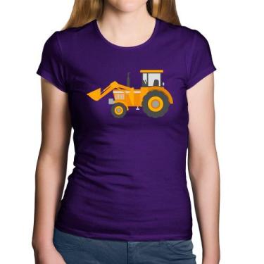 Imagem de Baby Look Algodão Trator Pá Carregadeira Amarelo - Foca na Moda, Roxo,