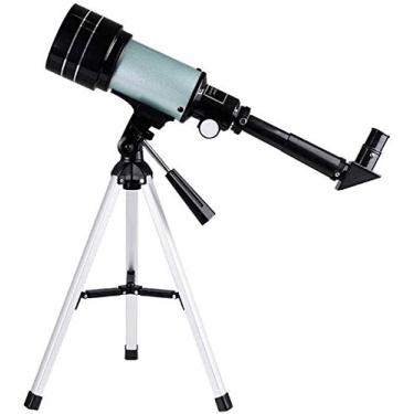 Imagem de pcagfaajmh Telescópio portátil de viagem para adultos telescópio refrator de 70 mm com tripé e mira de localizador, óptica de vidro totalmente revestido, ocular de montagem de 1,5x, lente Barlow 3X
